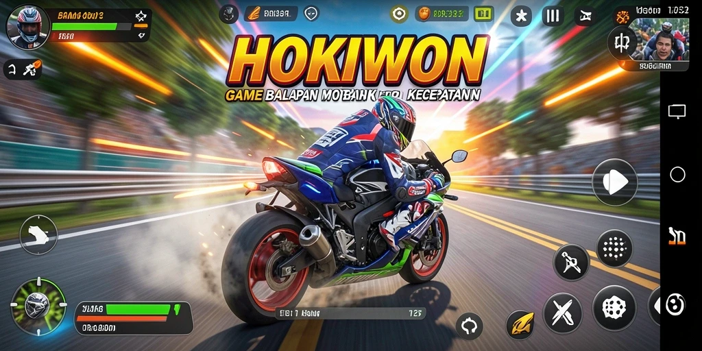 Gameplay HOKIWON yang seru dengan balapan motor menegangkan.