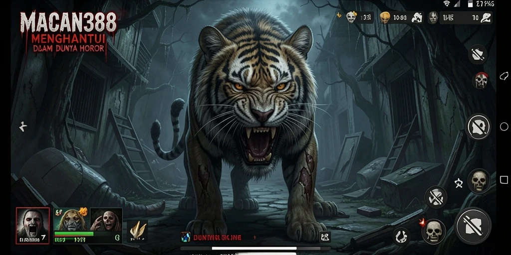 Screenshot gameplay menegangkan dari MACAN388 yang menampilkan suasana horor.