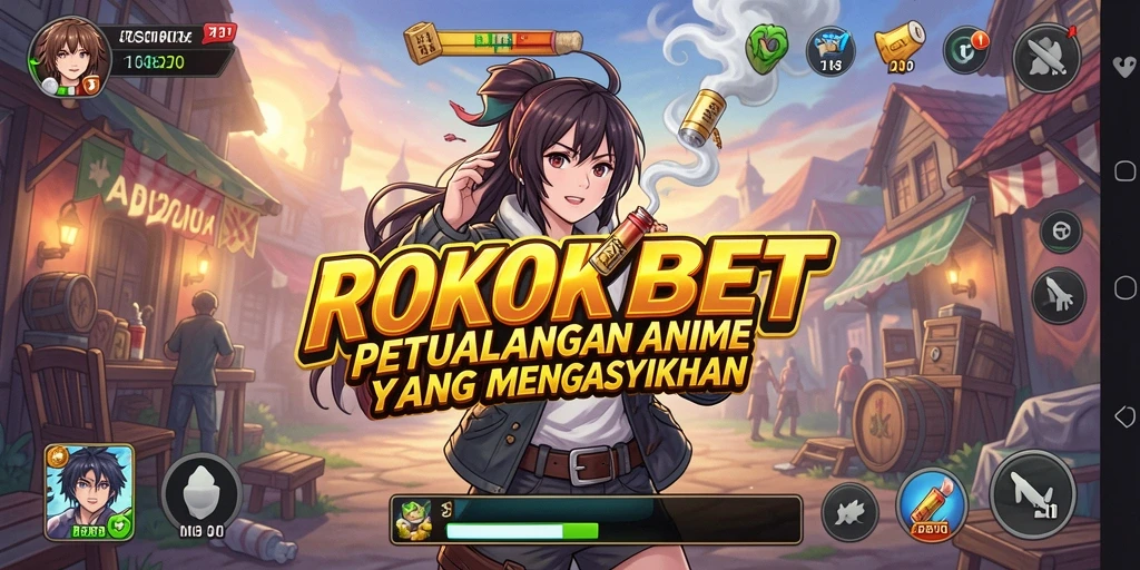 Tampilan gameplay ROKOKBET yang menarik dengan karakter anime.