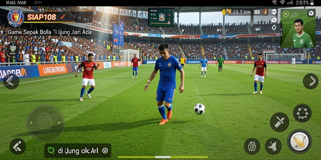 Gameplay SIAP108 menampilkan aksi sepak bola yang menegangkan dan mendebarkan.