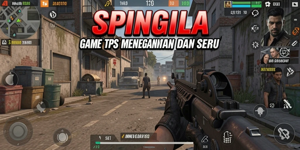 Tampilan gameplay SPINGILA yang mengasyikkan dalam pertempuran TPS.
