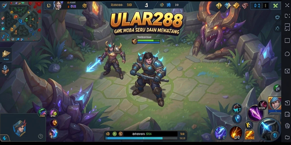 Tampilan seru gameplay ULAR288 dalam pertempuran MOBA.